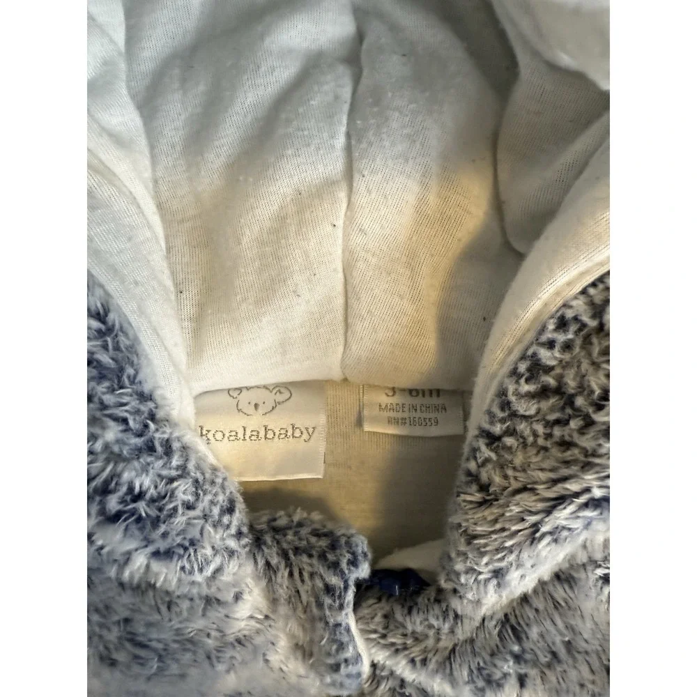 3-6M Unisex‎ Koala Baby 1-Piece Plush Hooded Pram Suit Fleece Jumper Blue